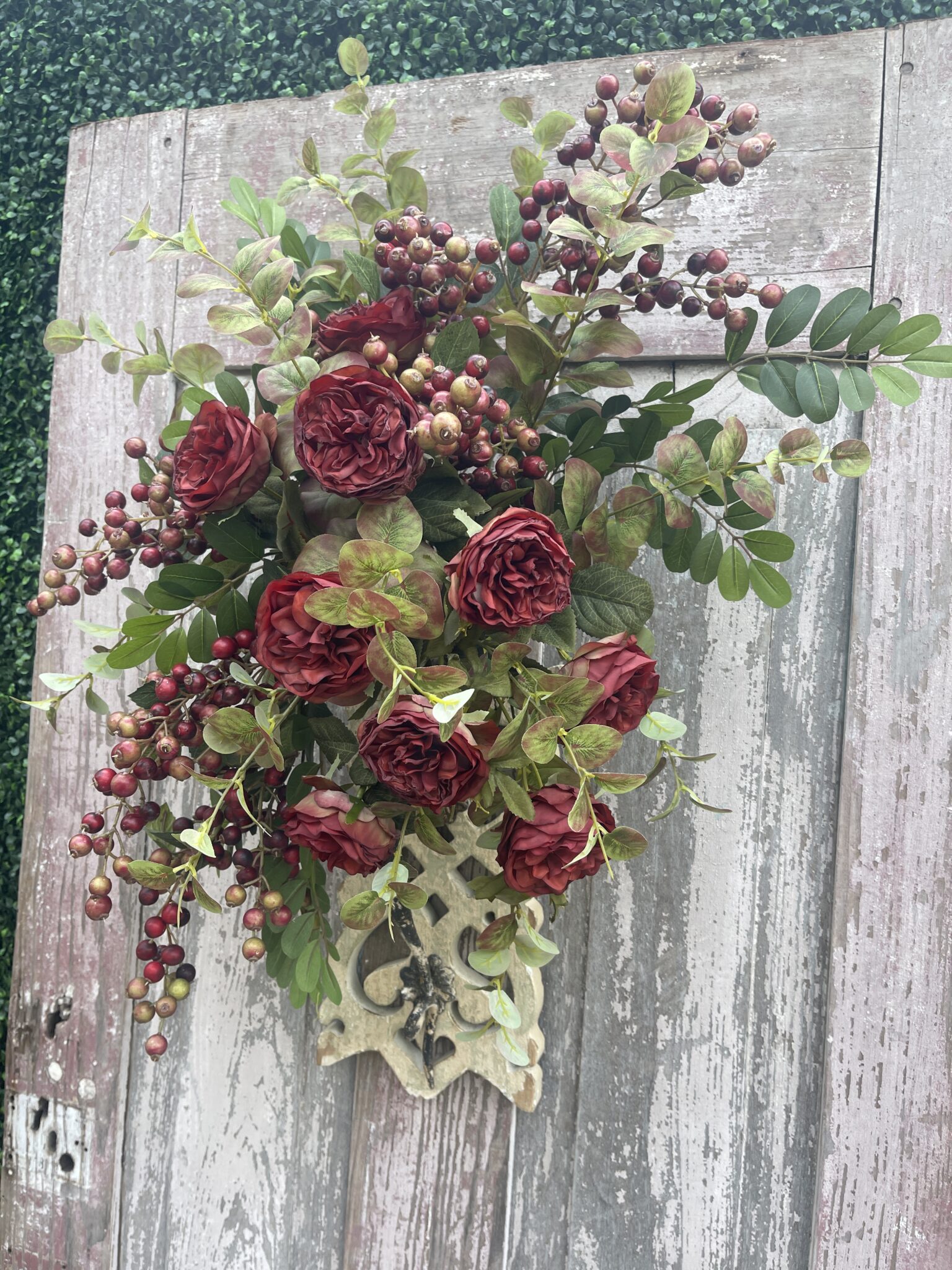 Burgundy Floral Sconce Arrangement . Kelea's Design School