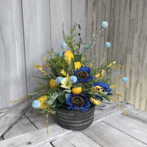 Blue Sunflower Lemon Arrangement