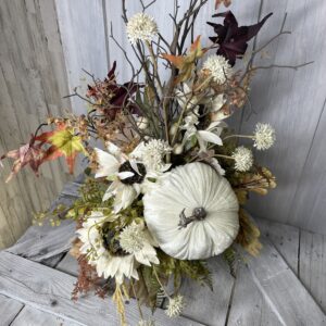 Cottage Harvest Velvet Pumpkin Candlestick