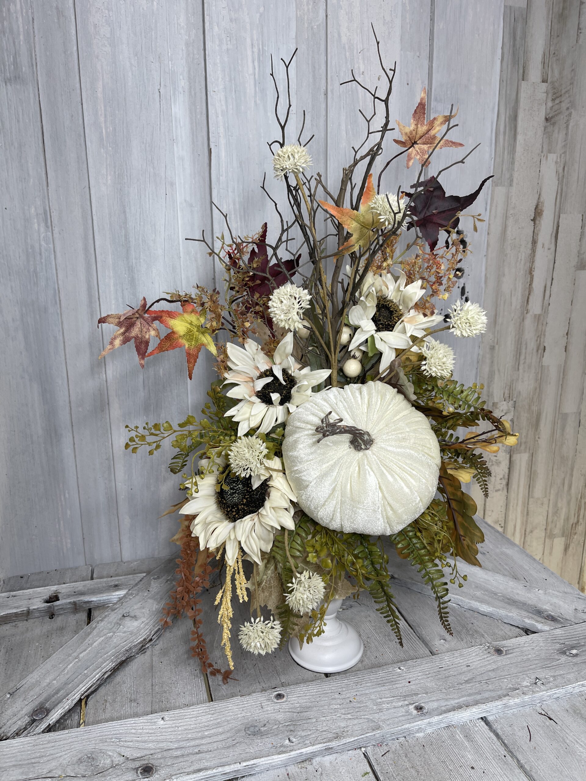 Cottage Harvest Velvet Pumpkin Candlestick