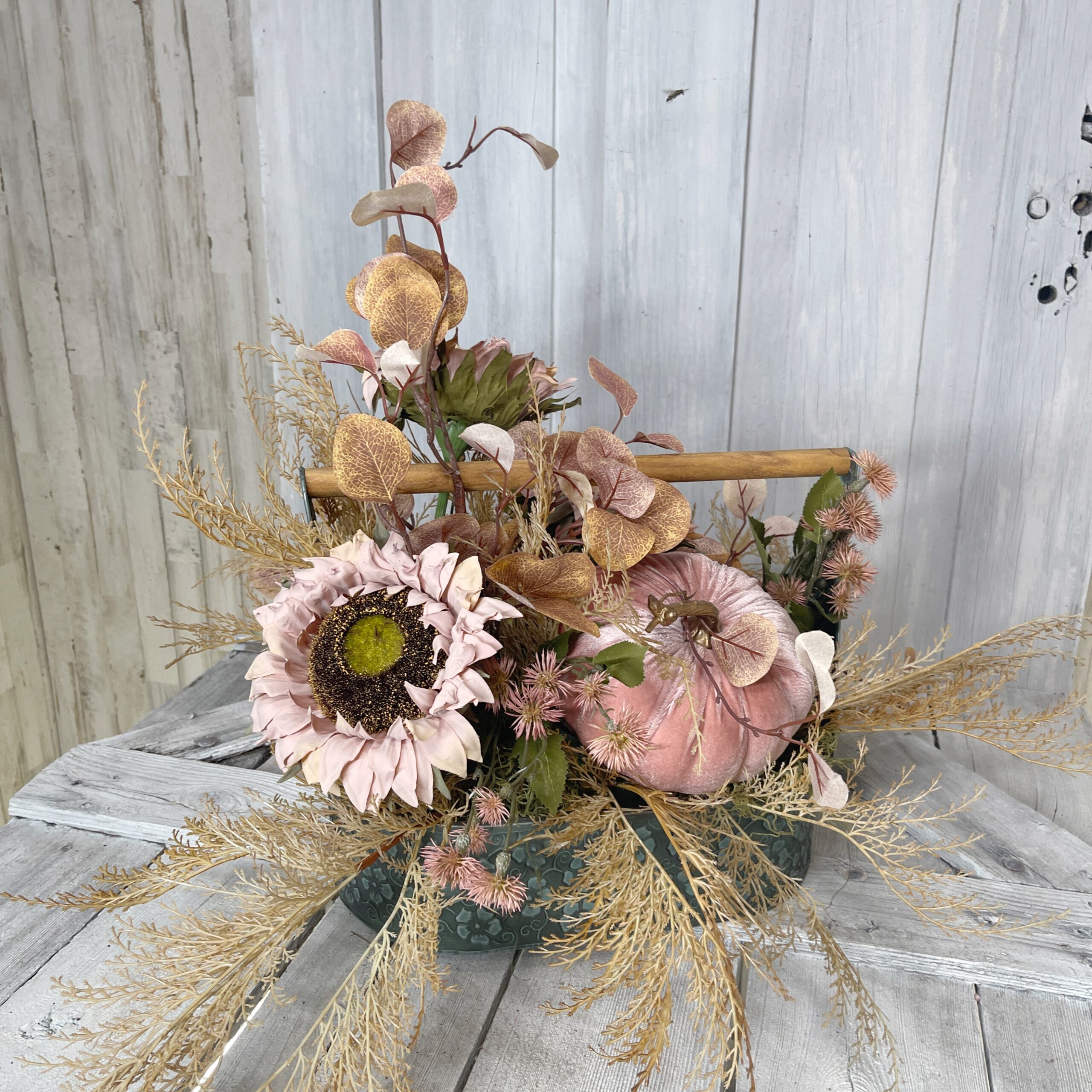 Cottage Pink Pumpkin Arrangement
