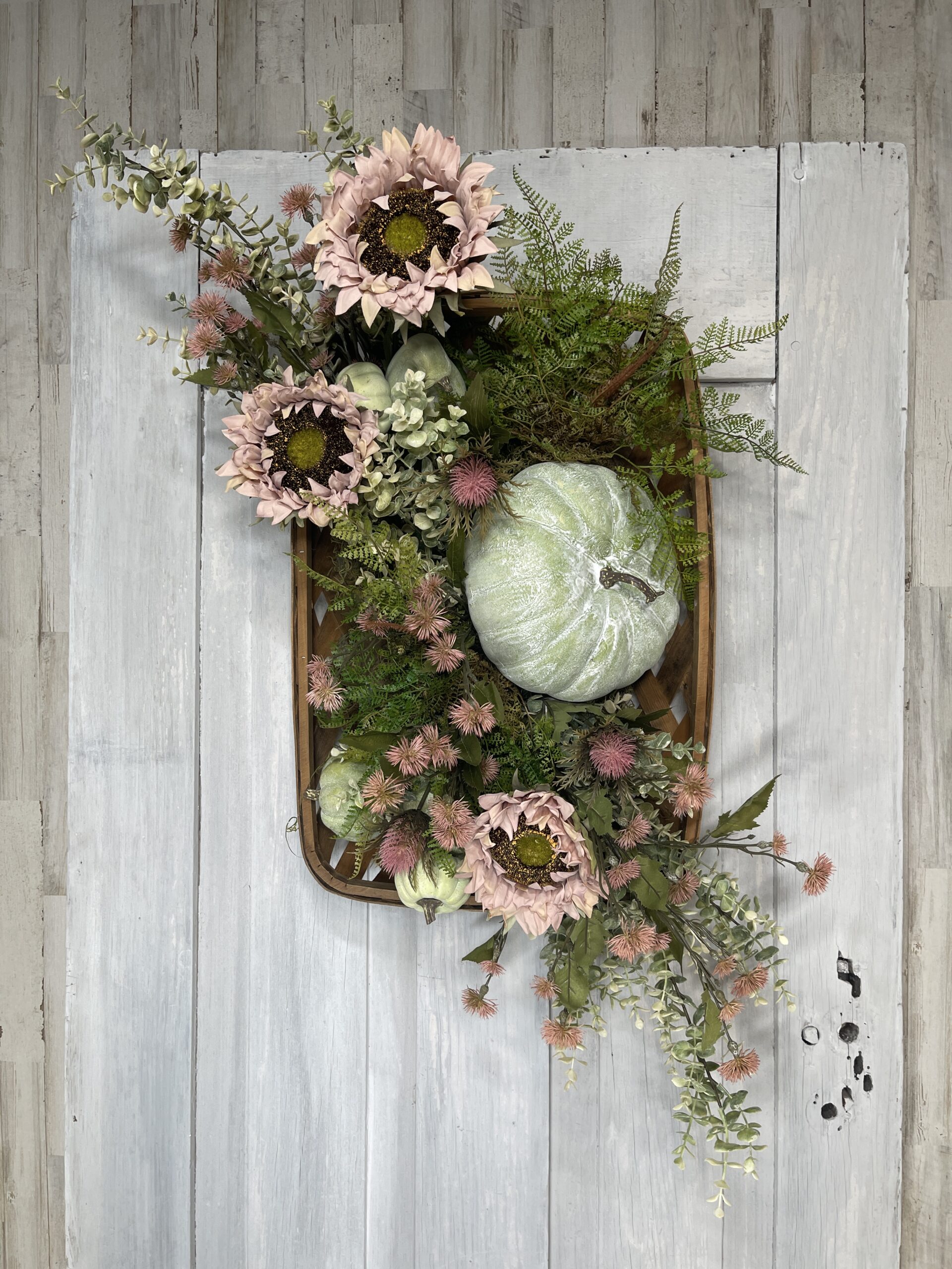 Pink Florals Cottage Door Basket