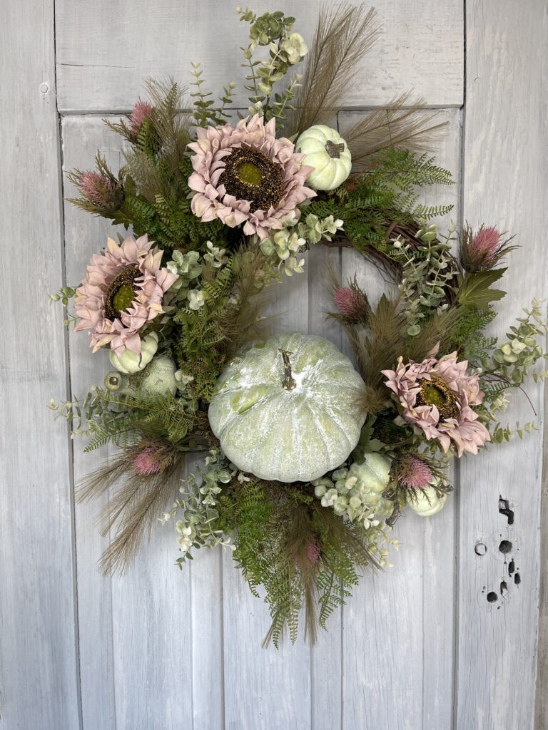 Green Pumpkin Front Door Wreath(