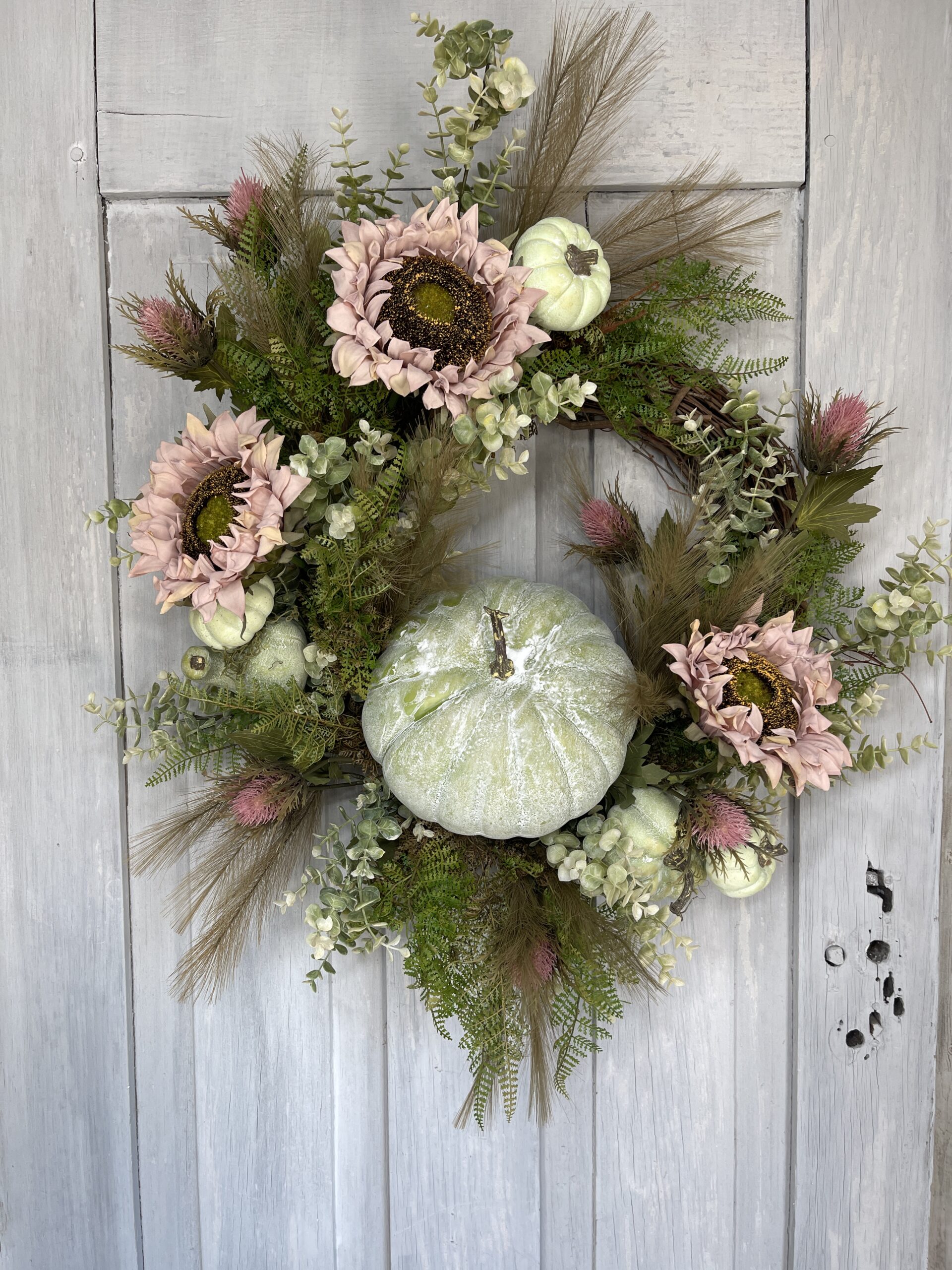Green Pumpkin Front Door Wreath(