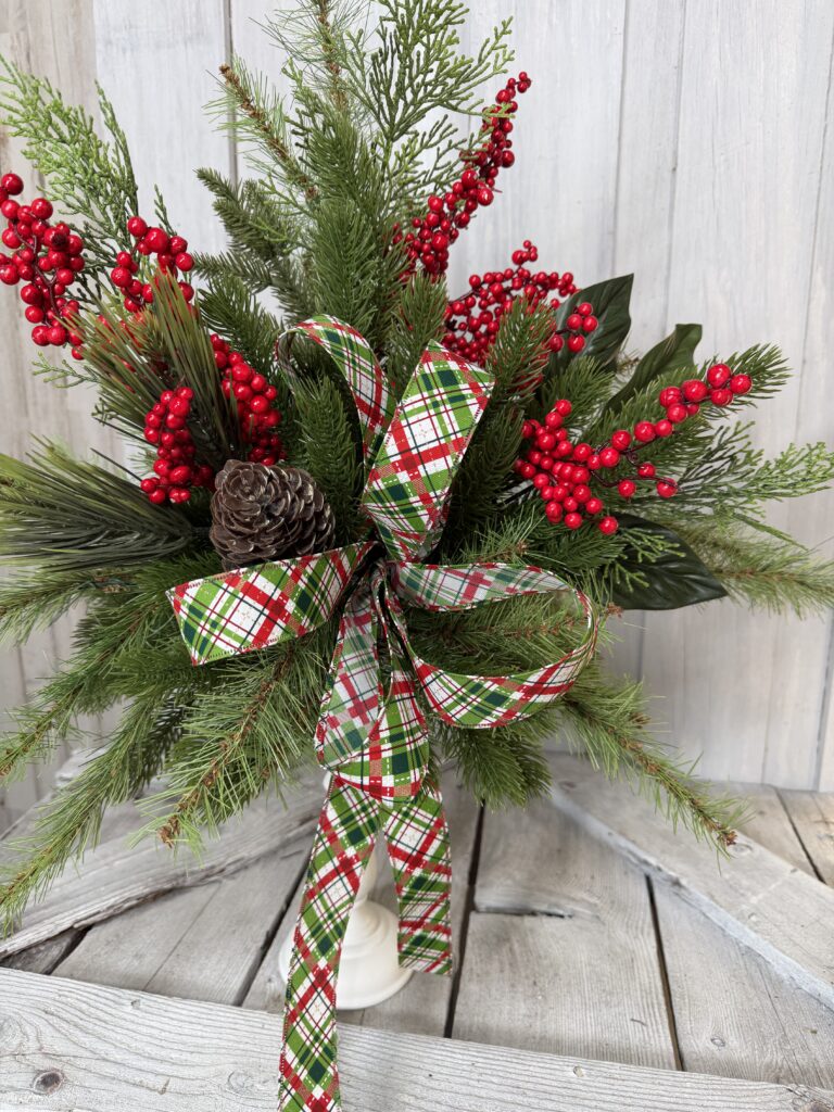 Heritage Christmas Candle Stick Floral Design