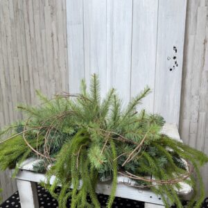 Winter Greens Mantel Arrangement