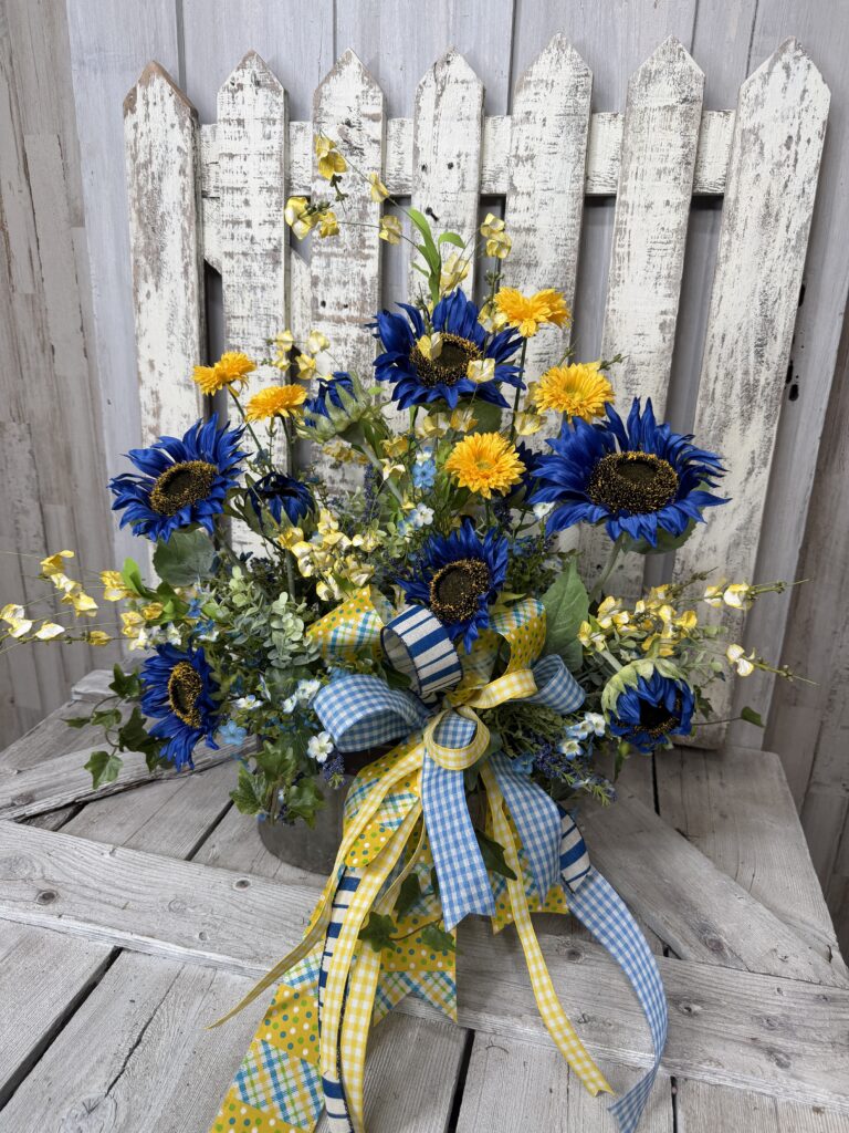 Grace in Blue Sunflower Arrangement