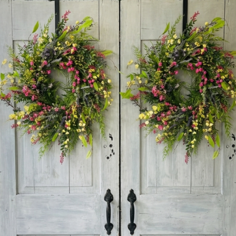 Double Door Summer Wild Flower Wreaths