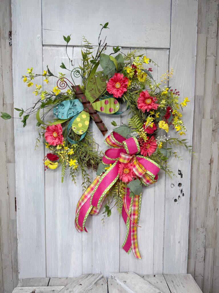 Garden Party Butterfly Floral Wreath