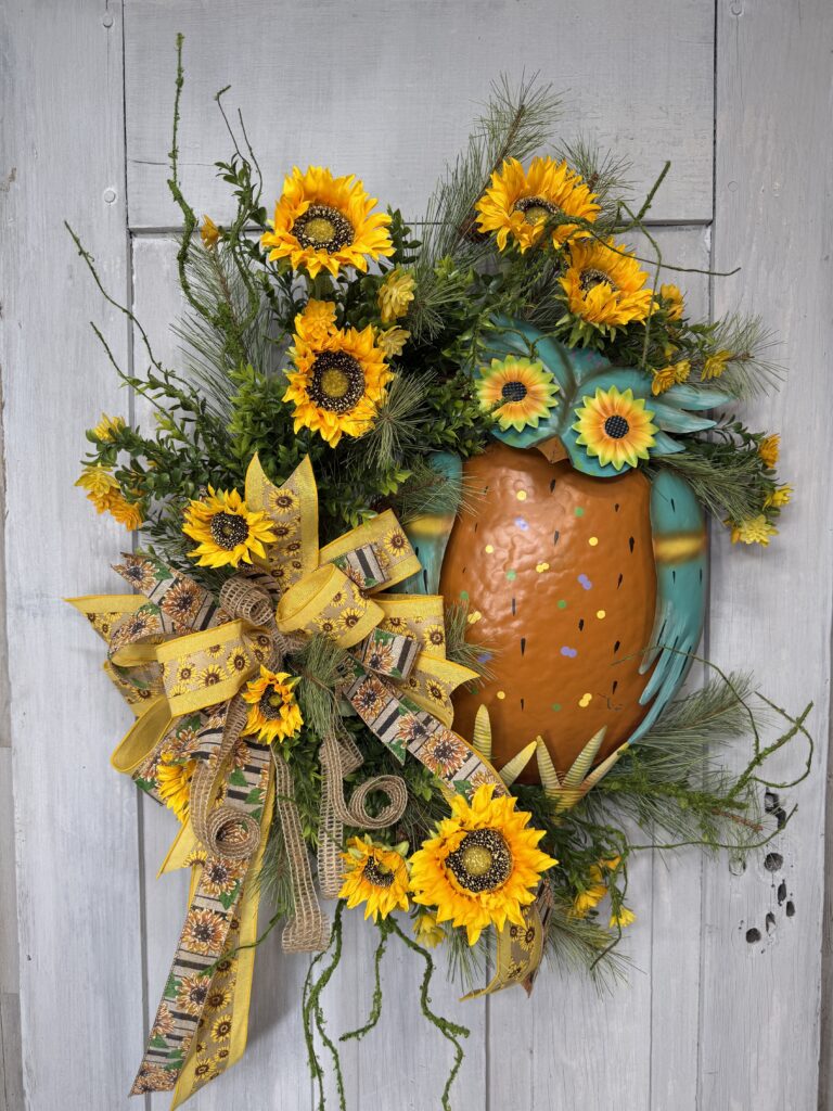 Sunflower Owl Wreath