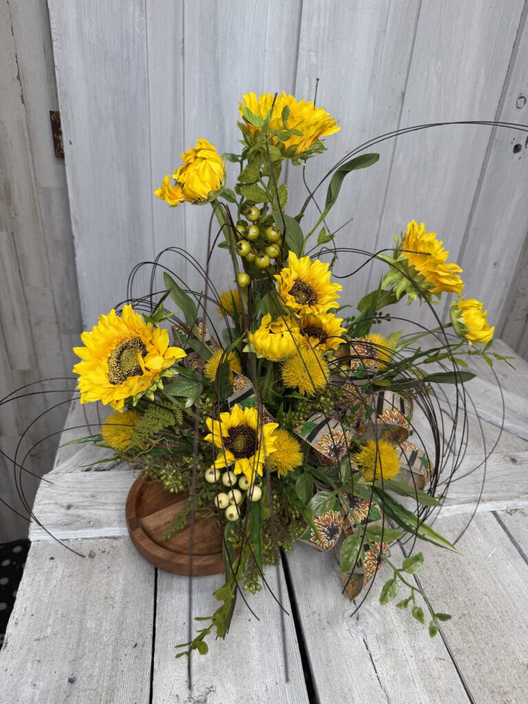 Sunflower Wood Tray Arrangement